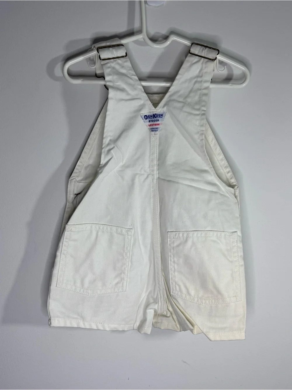 Vintage OshKosh B’Gosh White Vestbak Shortalls Toddler Overalls 2T